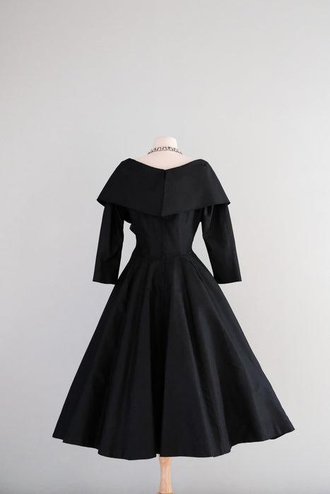 taffeta dress black Vintage 1950's Black Silk Taffeta New Look Era Cocktail Dress By Suzy – Xtabay Vintage