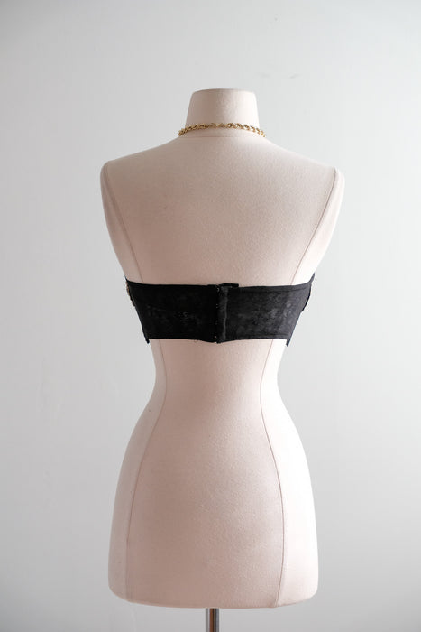 Vintage 1950's Strapless French Lace Bustier by Cadolle / 36