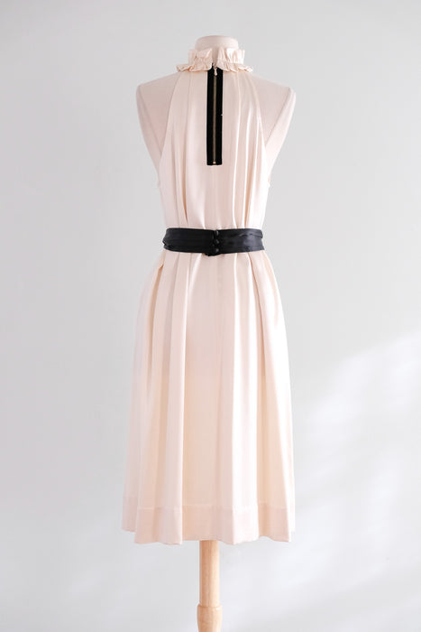 Vintage Y2K Ivory Silk Cocktail Dress with Ruffle Collar by 3.1 Phillip Lim / M