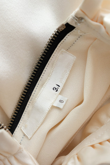 Vintage Y2K Ivory Silk Cocktail Dress with Ruffle Collar by 3.1 Phillip Lim / M