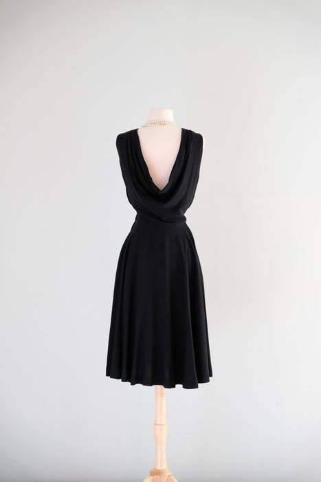 Elegant 1950's Draped Back Little Black Dress by Jr. Sophisticates / S Xtabay Vintage Elegant 1950's Draped Back Little Black Dress by Jr. Sophisticates / S Xtabay Vintage