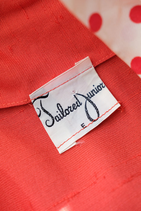 Vintage 1950's Valentines Red Wiggle Dress with Polka Scarf / S