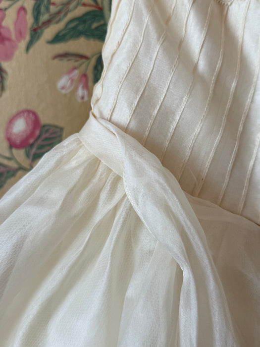 Breathtaking 1950's Ivory Silk Organza Ballet Length Wedding Dress By Marie of Pandora / S