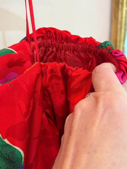 Fabulous 1980's Scarlet Floral Print Party Dress By Raul Blanco / M