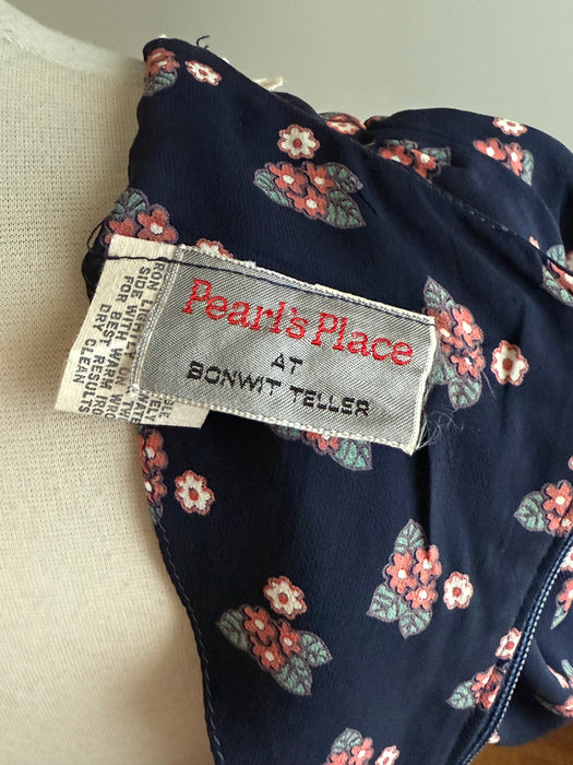 Romantic 1970's Calico Floral Prairie Dress From Pearl's Place at Bonwit Teller / S