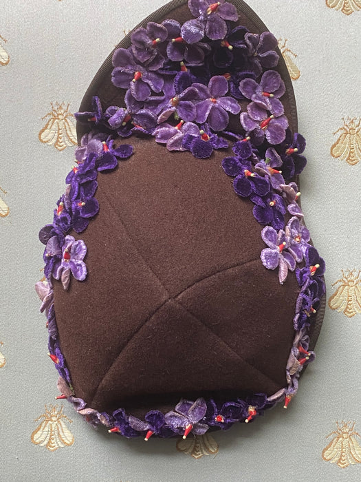 Wonderfully Whimsical 1940's Violet Floral Topper Hat