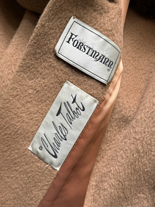 Classic 1950’s Charles Talbot Camel Cocoon Coat With Luxurious Fur Collar / SM