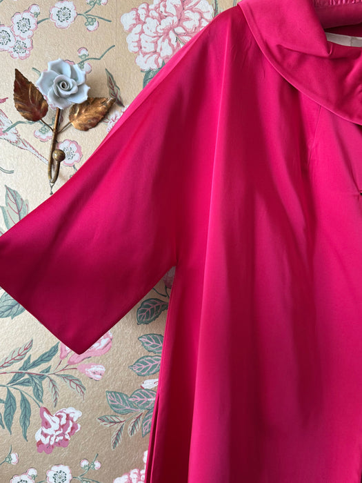 Fabulous Late 1950's Camellia Pink Cocktail Dress & Matching Swing Coat / XS