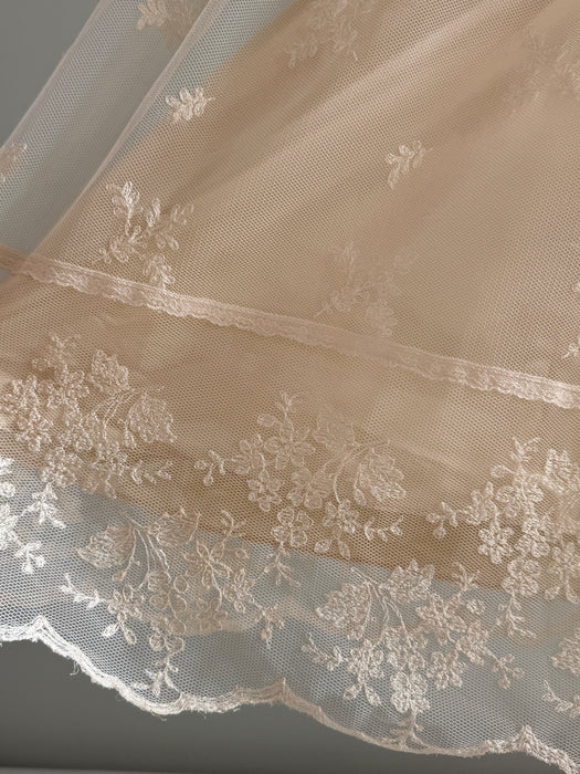 Ethereal 1970's Embroidered Net Ballet Length Wedding Dress From Neiman Marcus / M