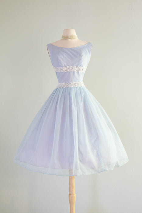 Darling 1950's Baby Blue Swiss Dot Cupcake Party Dress / SM