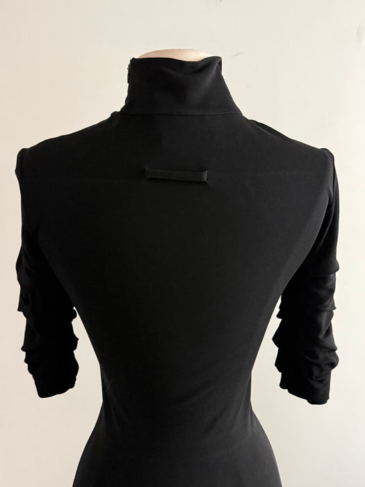 Stunning 1990's Jean Paul Gaultier Black Jersey Fitted Gown / S