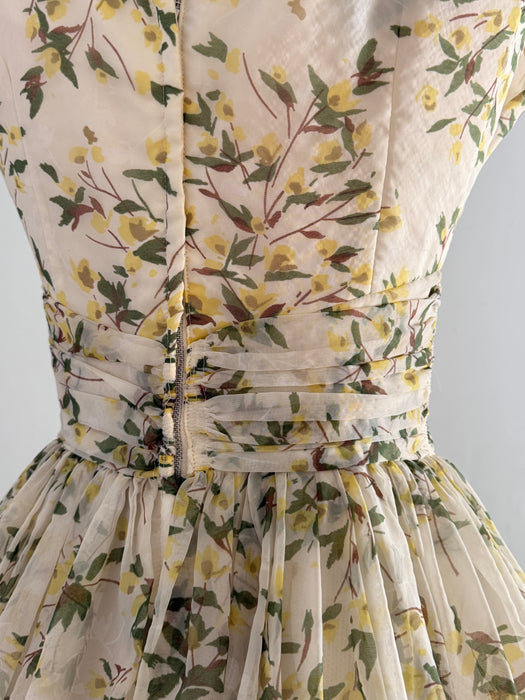 Stunning 1950's Jr. Theme Spring Floral Party Dress / Small