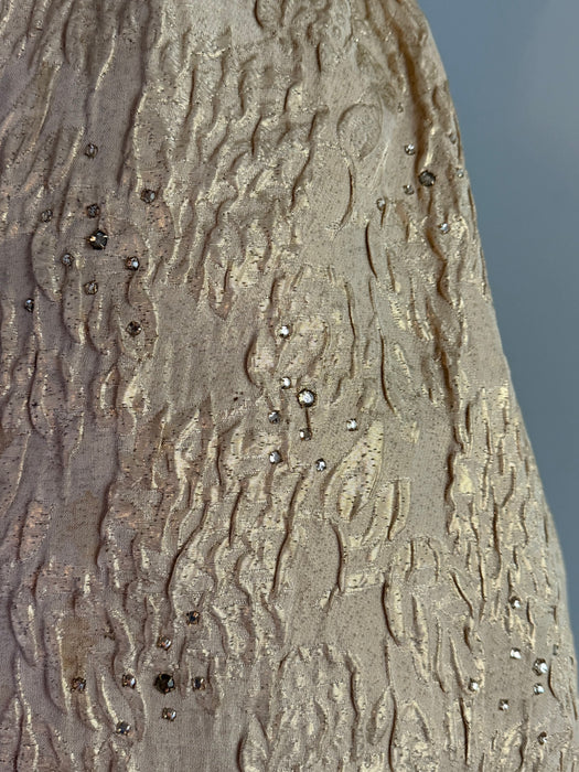 Gorgeous Late 1950’s Nathan-Strong Gold Brocade Matelassé Cocktail Dress / Small