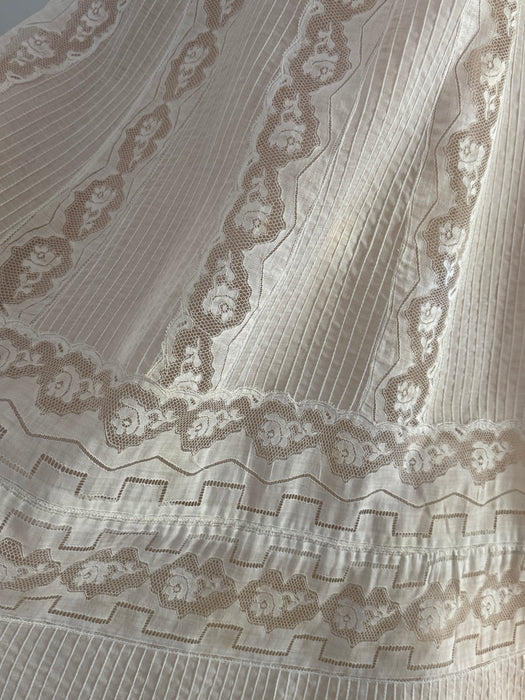 Exquisite 1950's Pintuck Pleated Cotton Bridal Dress By Harvey Berin / M