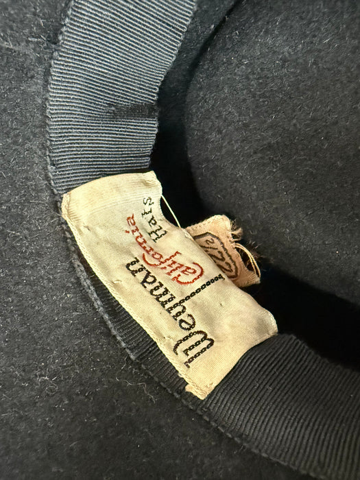 Early 1940’s Black Felt Tilt Hat From Weymann California Hats