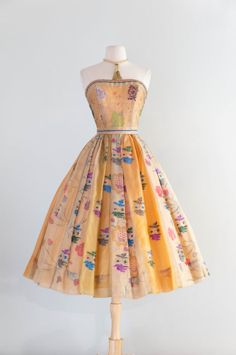 Extraordinary 1950’s Pauline Lake for the Royal Hawaiian Hotel Strapless Evening Dress / Small