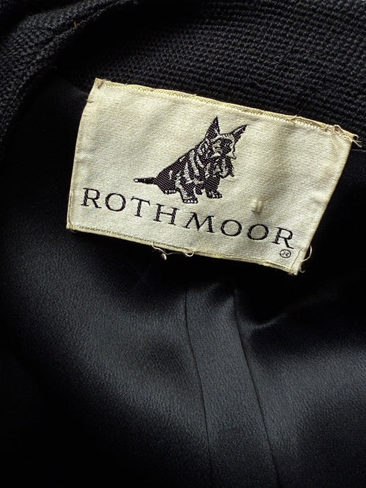 Elegant Late 1950’s Rothmoor Wool Coat with Bows and Mink Collar With Brooch / M