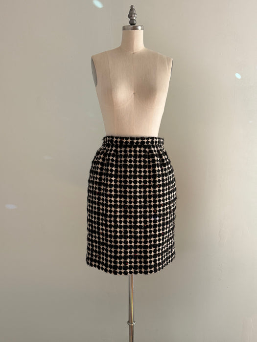 Fabulous 1980's Oversized Wool Geometric Pattern Coat & Skirt Set / SM
