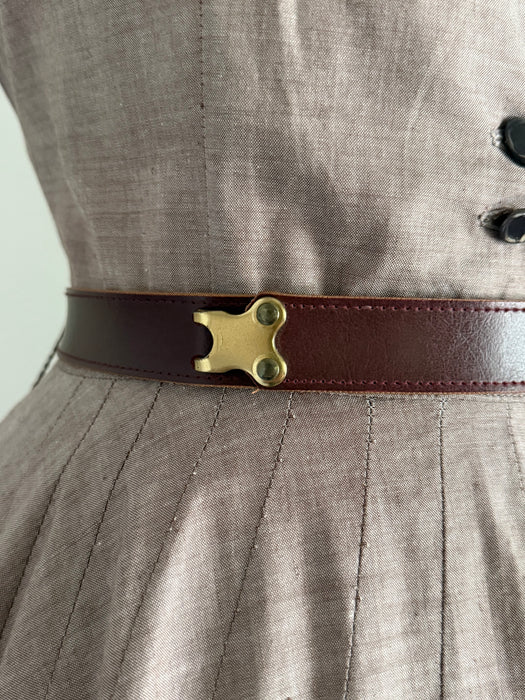 Classic 1950's Rosewood Cotton Day Dress From Lipman Wolfe / M