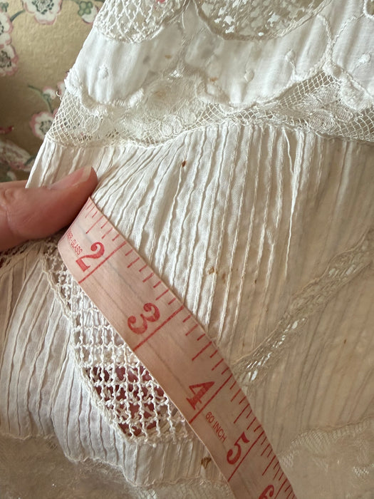 Extraordinary Edwardian Cotton Lawn Ceremony Gown With Intricate Embroidery and Lace / SM