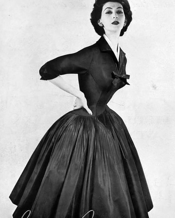 Documented 1955 Seymour Jacobson Blue Silk Dress - As Modeled By Dovima / Small