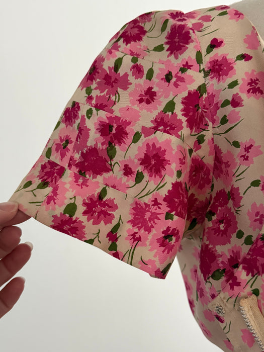 Stunning 1950's Sophie Original Silk Floral Print Party Dress / Small