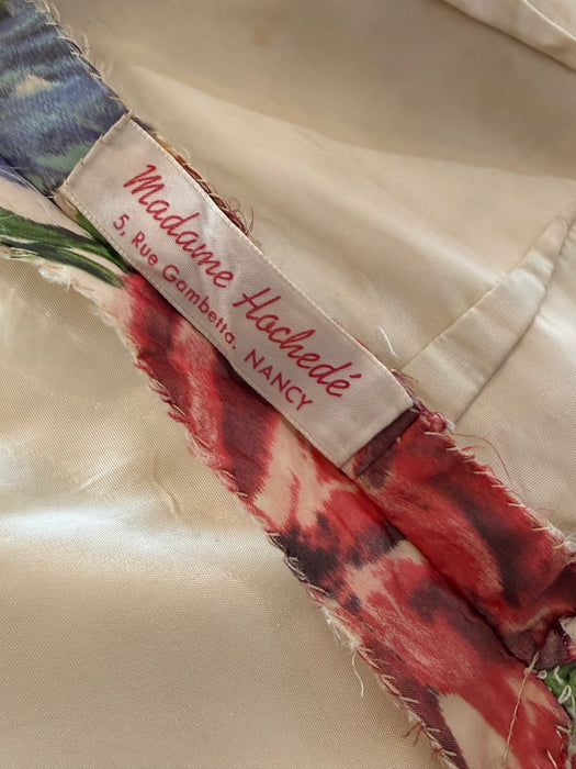 Exquisite 1950's Silk Floral Couture Party Dress From France / S