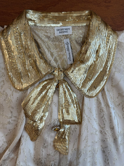 Elegant 1980's Geoffrey Beene Silk Blouse & Skirt Set / SM