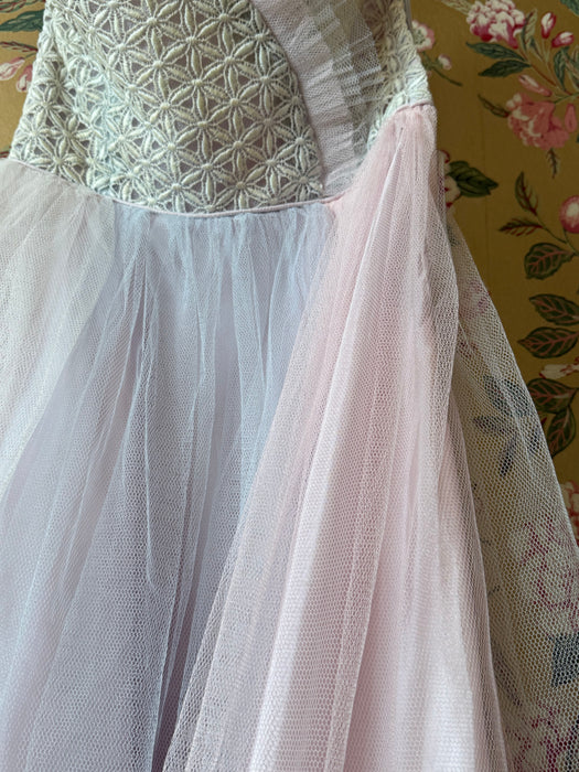 Ethereal 1950's Unicorn Pastel Tulle and Lace Prom Gown / S