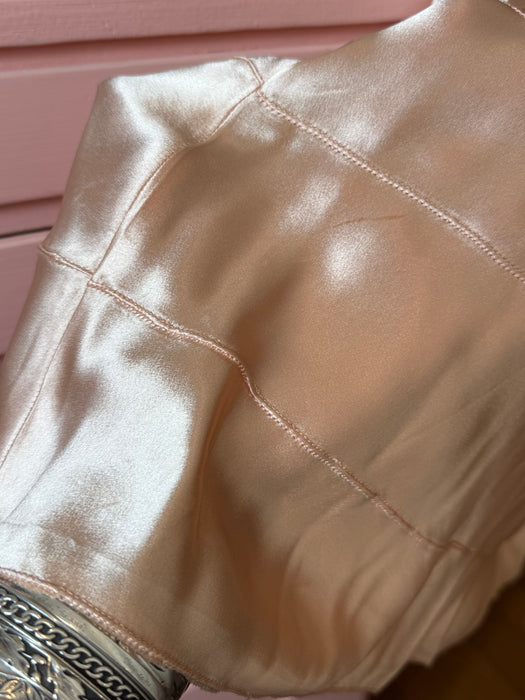 1930's Liquid Silk Bias Cut Evening Dress & Matching Cape in Ballet Pink / XS