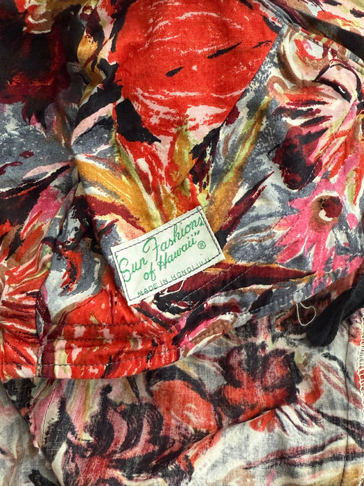 Rare 1950's Hawaiian Cotton Sun Dress By Sun Fashions of Hawaii / XL