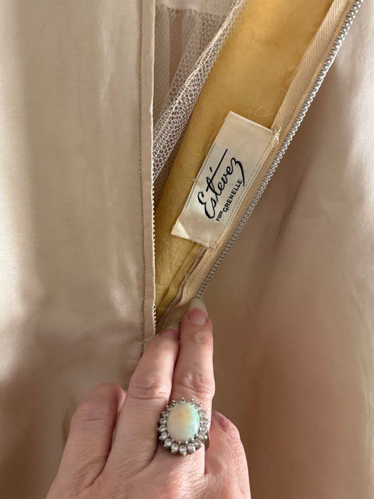 Iconic 1955 Luis Estevez for Grenelle Peau de Soie Cocktail Dress / S