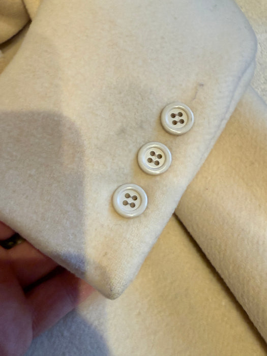 Chic 1970's Ivory Wool Trench Coat By John Anthony / XS