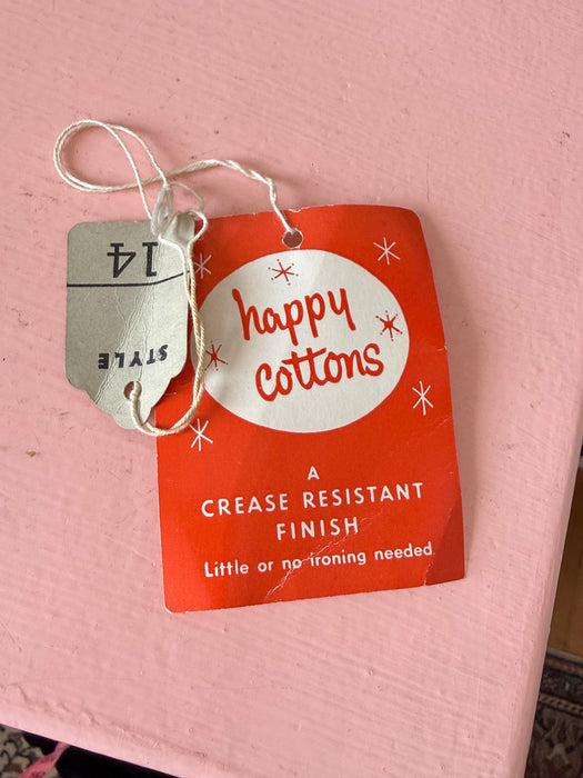Classic 1950's "Happy Cottons" Day Dress With Original Tags / M