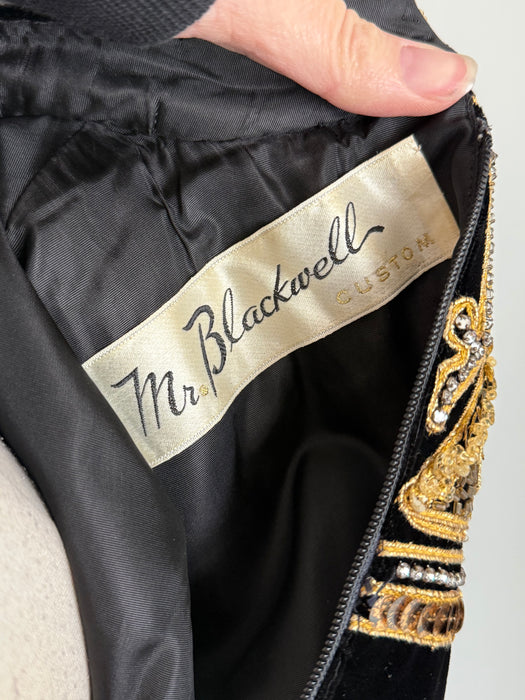 Stunning 1960's Mr.Blackwell Custom Velvet Evening Gown / SM