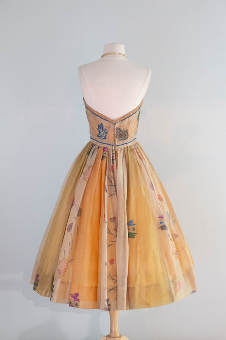Extraordinary 1950’s Pauline Lake for the Royal Hawaiian Hotel Strapless Evening Dress / Small