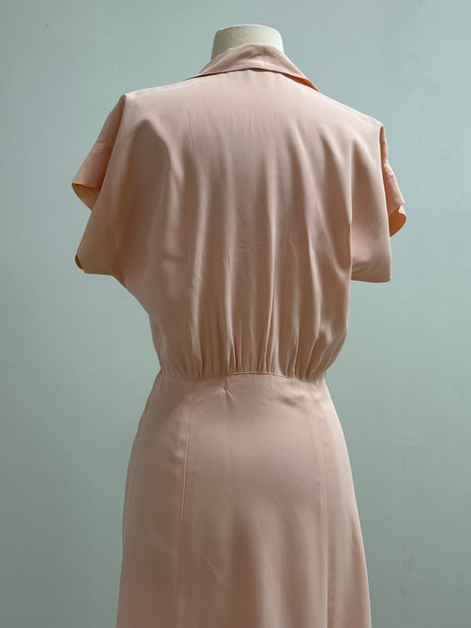 Classic 1940's George Hess Celenese Pink Day Dress / SM