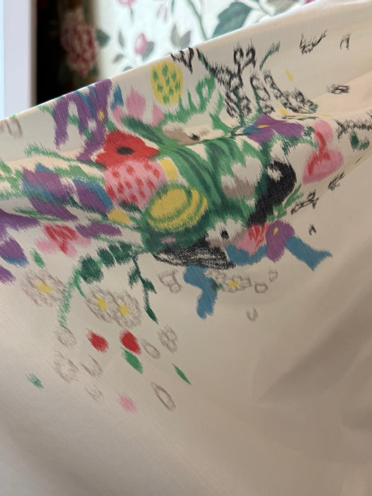 Exquisite 1950's Ivory Silk Floral Print Taffeta Party Dress From Nicholas Ungar / S