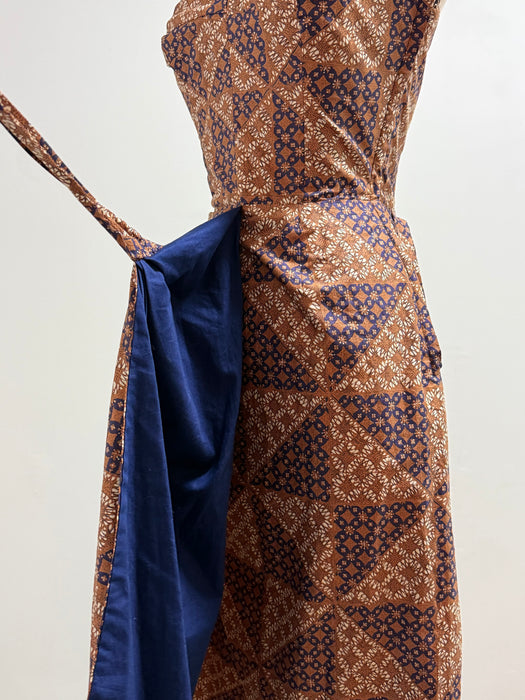 Sensuous 1950's Pauline Lake Hawaiian Cotton Batik Strapless Sarong Dress / S