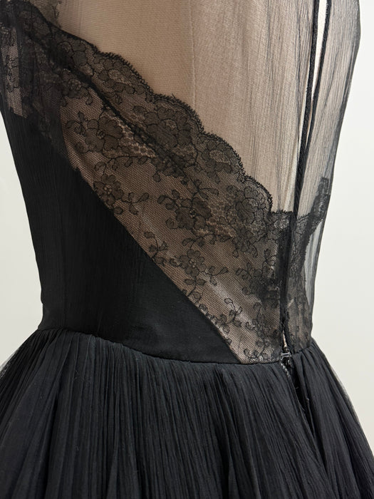 "Femme Fatale" 1950's Documented Demi Couture Cocktail Dress By Harvey Berin / S