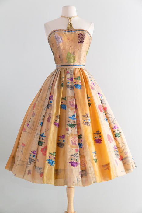 Extraordinary 1950’s Pauline Lake for the Royal Hawaiian Hotel Strapless Evening Dress / Small