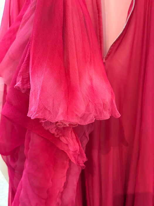 Stunning 1950's Ernest Newman Crimson Silk Couture Cocktail Dress AS-IS / SM