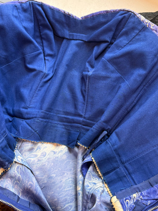 Rare 1950's Betty Higgins Originals Silk Sarong Hawaiian Dress in Blue Violet / SM