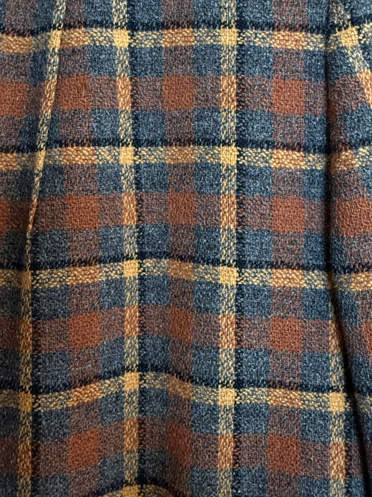 Classic 1940's Swansdown For Forstmann Plaid Wool Swing Coat / ML
