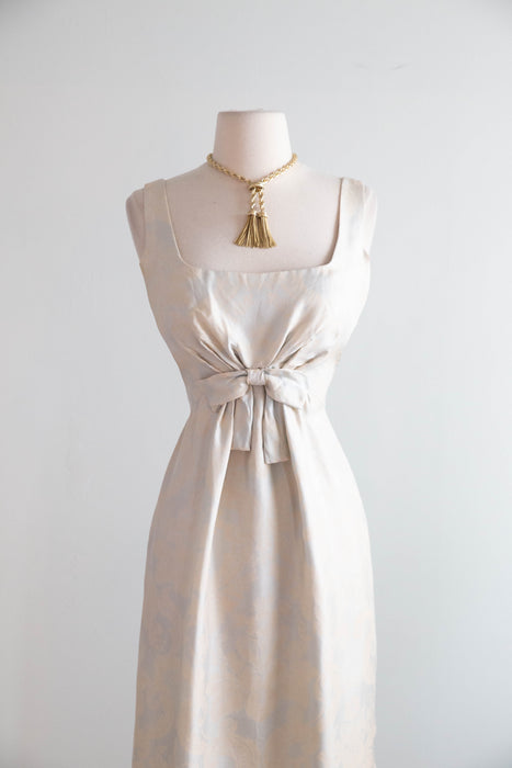 Elegant 1960’s Baroque Print Silk Evening Gown From Saks Fifth Ave. / Small