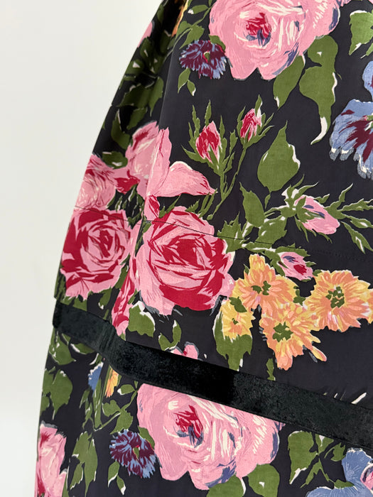 Stunning 1950's Silk Rose Garden Print Party Dress From Neiman Marcus / S