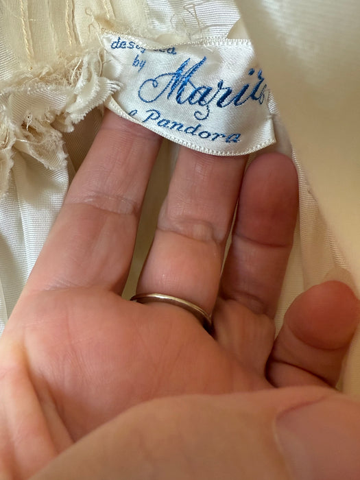 Breathtaking 1950's Ivory Silk Organza Ballet Length Wedding Dress By Marie of Pandora / S