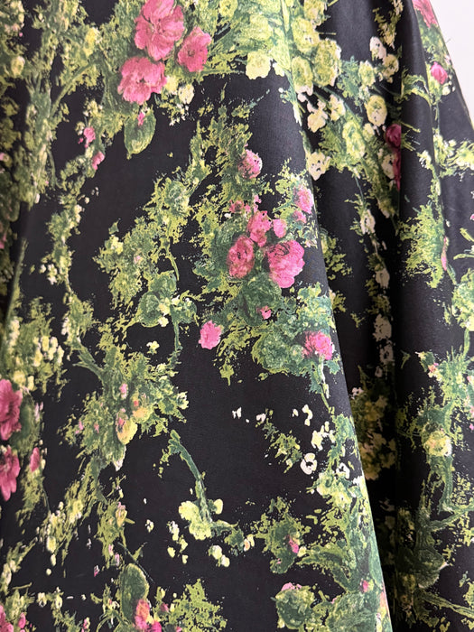 Fabulous 1950's Estevez Polished Cotton Floral Print Party Dress / XS