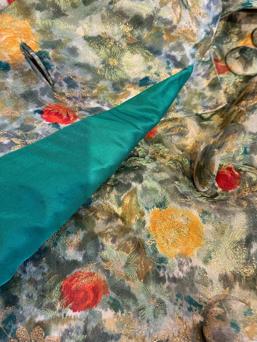 Exquisite Late 1950's Silk Brocade Cocktail Dress & Matching Jacket / SM