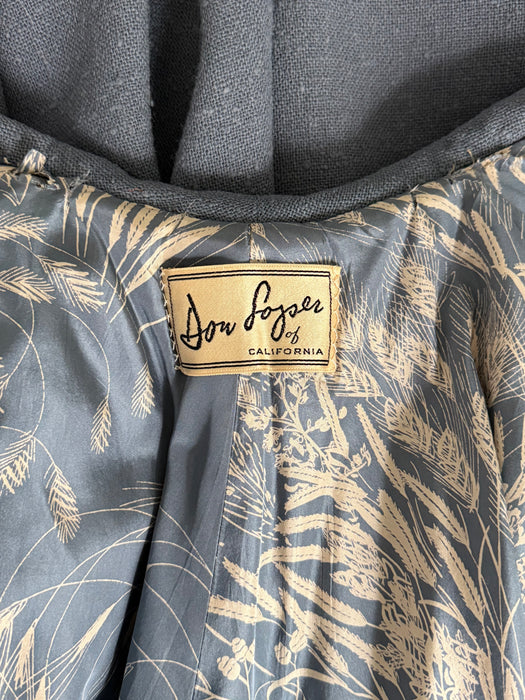 Stunning 1950's Don loper of California Silk Lined Swing Coat in French Blue / SM